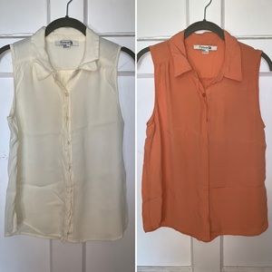 Forever21 sleeveless blouses cream + peach, M